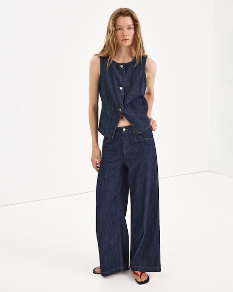 Mango Wide Leg Rinse Wash Jeans