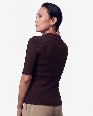 Ribbed Knit Polo Jumper