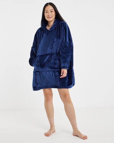 Pretty Secrets Plush Fleece Oversized Hooded Lounge Dress With Elasticated Cuffs