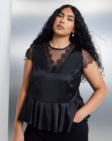 Simply Be Black Lace Trim Insert Cami