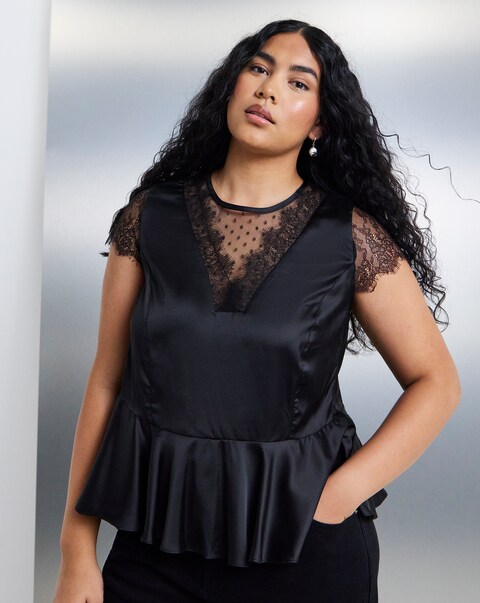 Simply Be Black Lace Trim Insert Cami