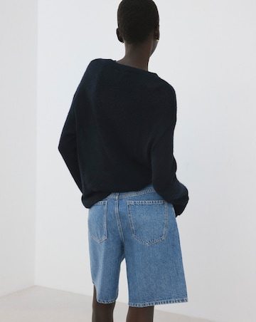 Mango High-Waist Straight-Fit Bermuda Denim Shorts