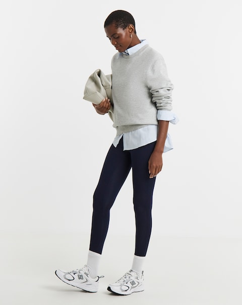 Navy Jersey High Waisted Leggings