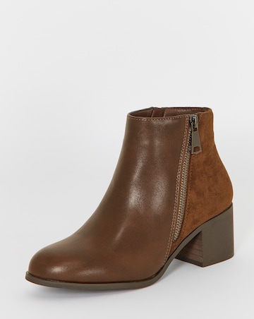 Cushion Walk Side Zip Heeled Shoe Boots - Wide Fit (E)