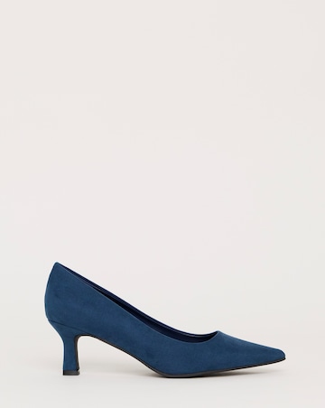 Heavenly Soles Kirsten Pointed Toe Kitten Heel Shoes - Wide Fit (E)