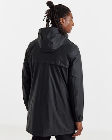 Black Rubberised Hooded Mac