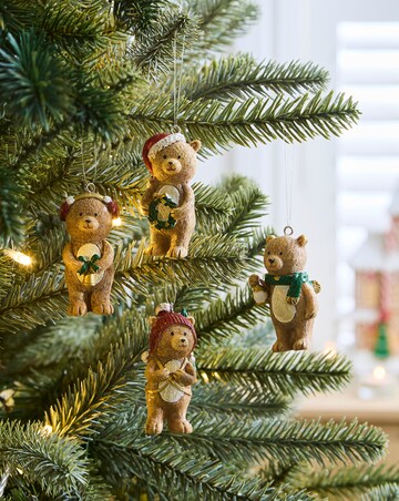 Gisela Graham Bear Hanging Decorations - Set of 4