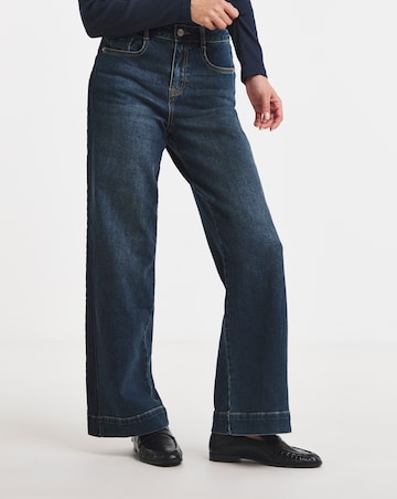 Dark Blue Authentic Side Stripe Wide Leg Jeans