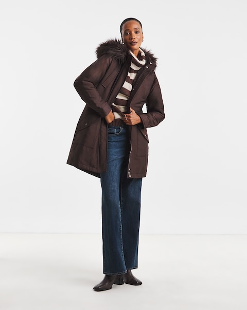 New In - Faux Fur Lined Parka Coat