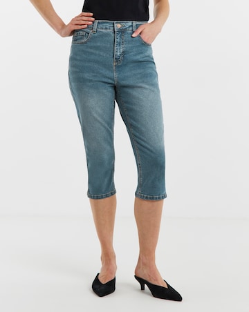 Mid Blue Denim Capri Jeans