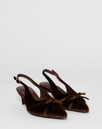 Leila Velvet Bow Slingback Heeled Shoes - Wide Fit (E)