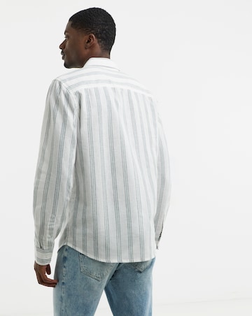Long Sleeve Double Pocket Stripe Linen Shirt