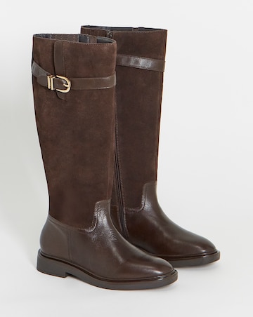 Zoe Leather Flat Knee High Riding Boots - Extra Wide Fit (EEE) & SuperCurvy Calf