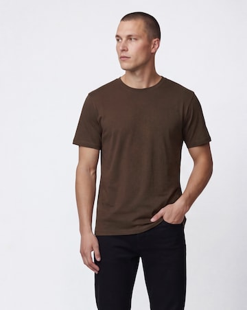 Pure Cotton Crew Neck T-Shirt Long - Brown