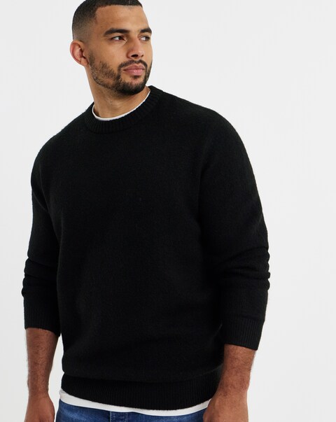 Jack & Jones Soho Ollie Crew Knit Jumper - Black