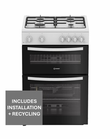Indesit IDG6GW 60cm Gas Double Cooker - White + Installation