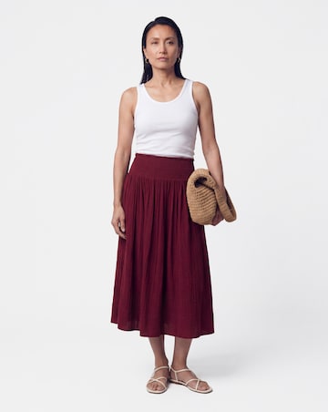 Cotton Cheesecloth Midi Skirt