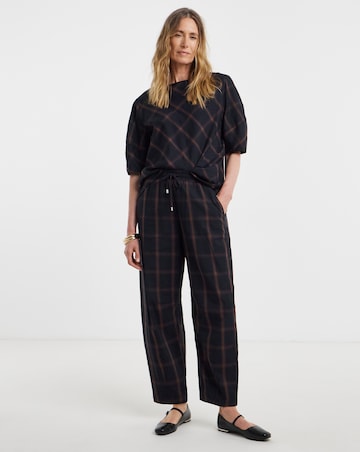 Navy Check Tie Waist Barrel Leg Trouser Co-ord