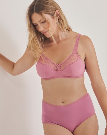 Pretty Secrets (2 Pack) Cotton Lace Non Wired Full Cup Bras (B-G) Pink Multi