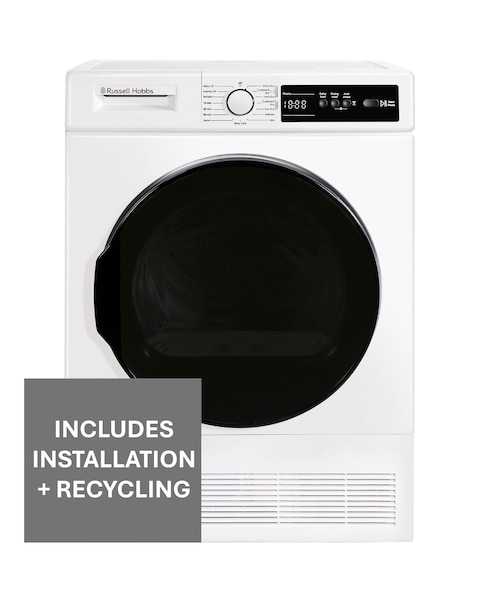Russell Hobbs RH8CTD111W 8kg Condenser Tumble Dryer White + Install