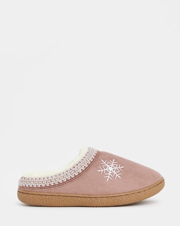 Cushion Walk Embroidered Snowflake Slippers - Wide Fit (E)