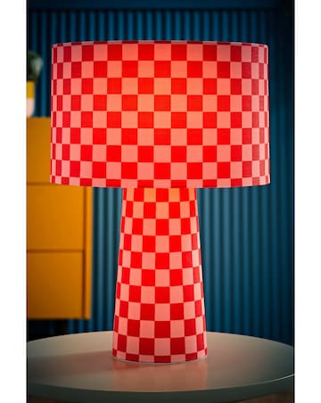 ValueLights Pritchard Pink Checkerboard Fabric Table Lamp