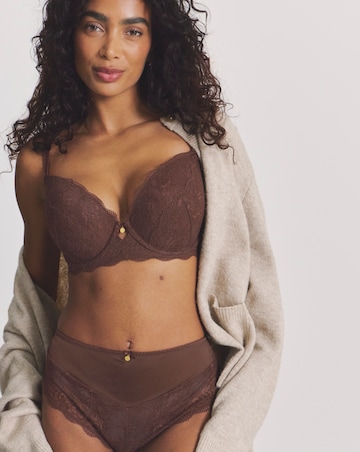 Pretty Secrets Floral Lace Brief Knickers Chocolate