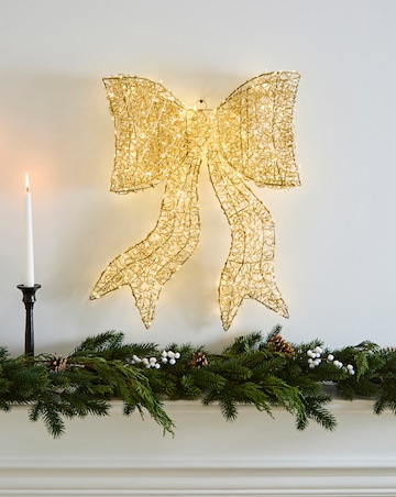 Gold Spiral Twirl Bow - Warm White Light