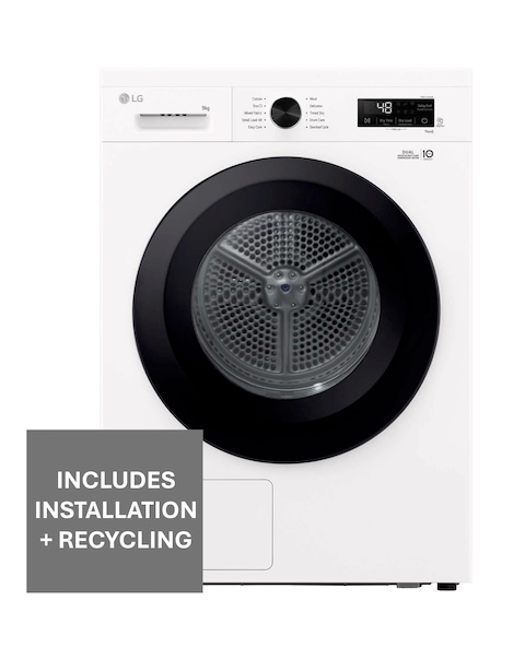 LG X 10 RHX1009NWK 9kg Heat Pump Tumble Dryer - White + Install