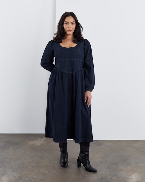 Indigo Denim Midaxi Picnic Dress