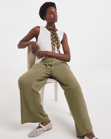 Linen Mix Wide Leg Trousers