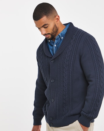 Cable Knitted Shawl Neck Cardigan