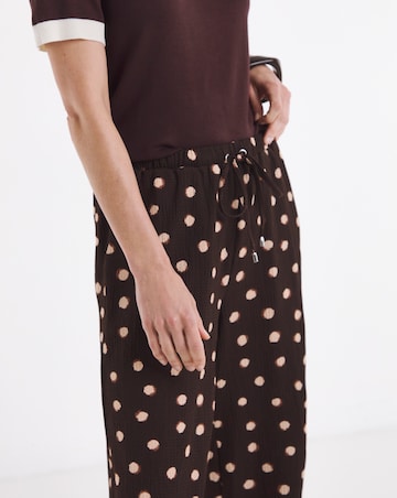 Chocolate Spot Textured Jersey Tie Waist Wide Leg Trouser