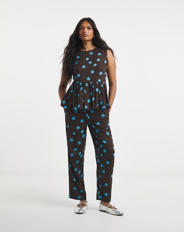 Simply Be Chocolate Spot Linen Trouser