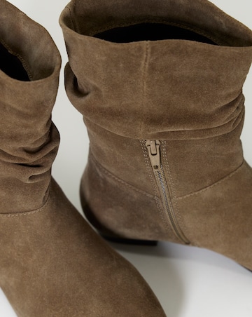 Hetty Ruched Suede Ankle Boots - Wide Fit (E)