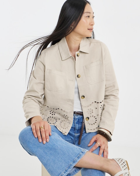 Pure Cotton Stone Broderie Jacket
