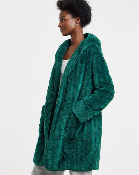 Pretty Secrets Cable Fleece Lounge Cardigan Green