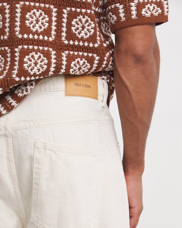Only & Sons Carl Loose Denim Shorts - Cream