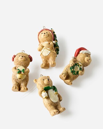 Gisela Graham Bear Hanging Decorations - Set of 4