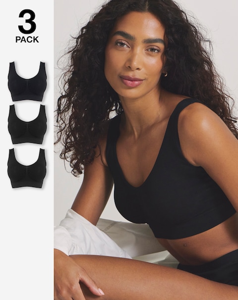 Pretty Secrets (3 Pack) Comfort Tops (Fits A-D) Black/Black/Black