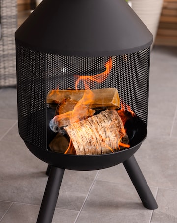 Charles Bentley Round Black Steel Chimenea