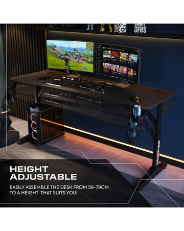 X Rocker Cougar XL 160cm Height Adjustable Gaming Desk with Mousepad - Black