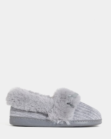 Audrey Faux Fur Trim Full Back Slippers - Extra Wide Fit (EEE)