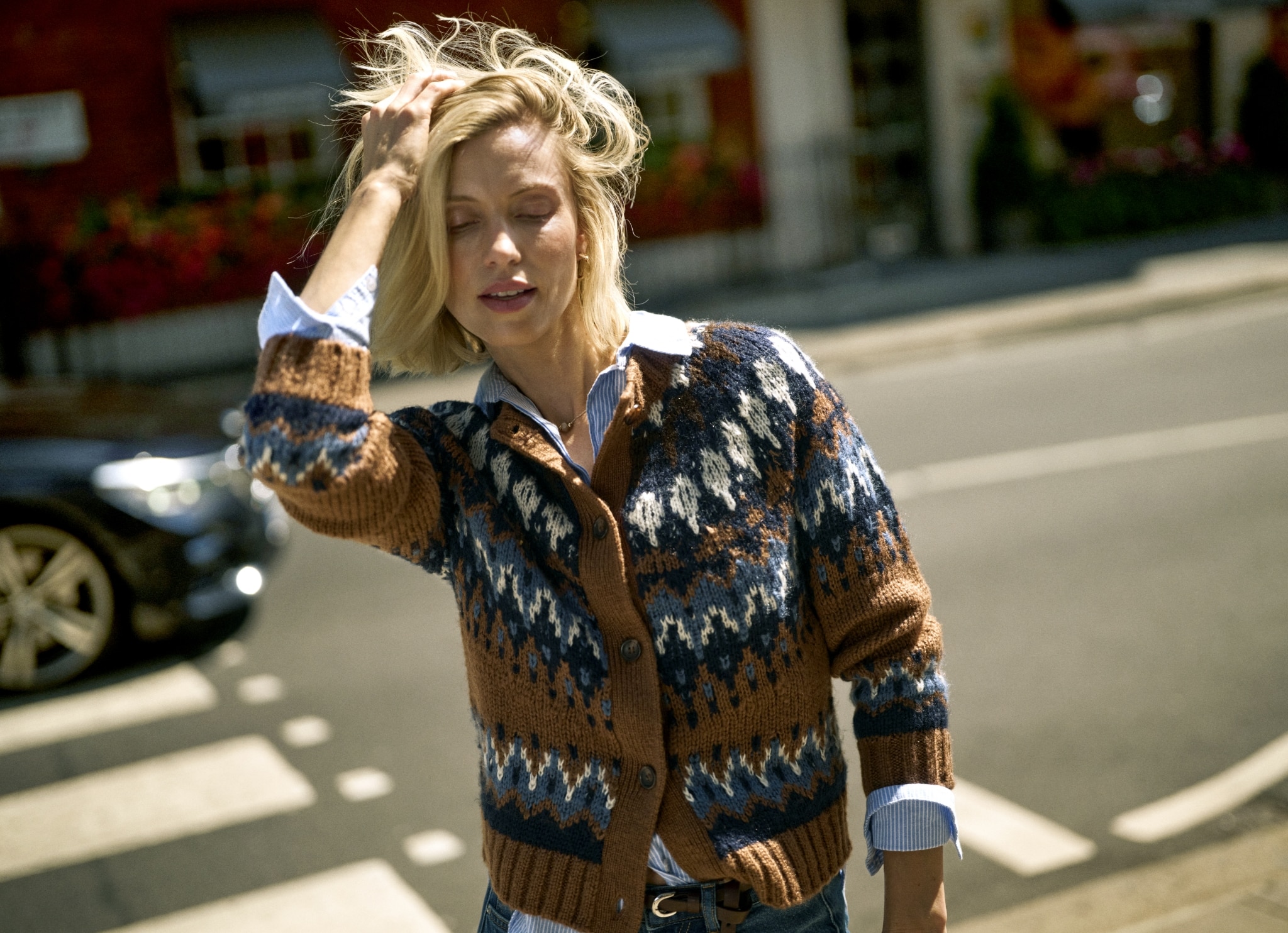 Fair Isle Crew Neck Cardigan
