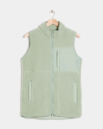 Green Lightweight Lined Borg Gilet