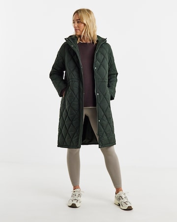 Dark Green Hooded Quilted Coat