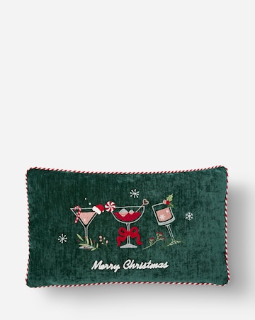 Christmas Cocktails Embroidered Cushion