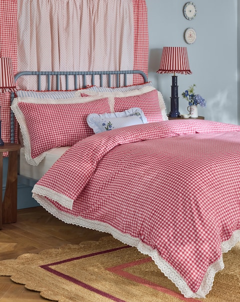 Cath Kidston Painted Gingham Lace Duvet Cover Set