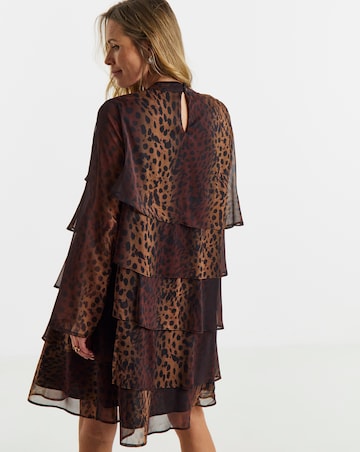 Leopard Print Tiered Shift Dress