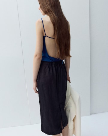 Mango Linen Midi Skirt